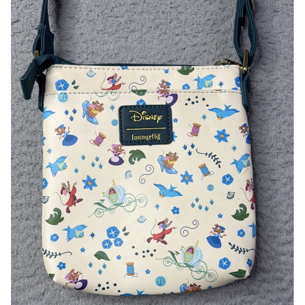 Disney Loungefly Crossbody Purse Womens Cinderella Allover Print Animal Friend